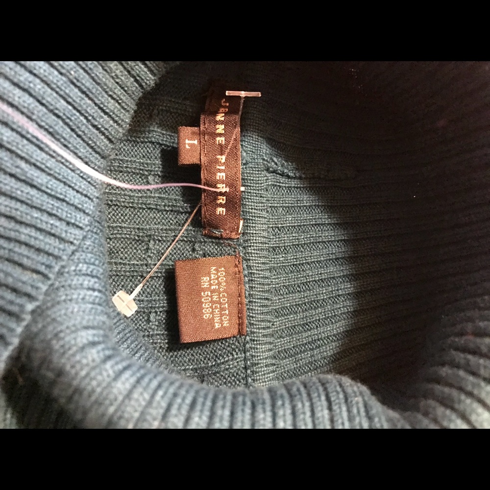 Jeanne Pierre Teal Cable Knit Turtleneck - Picture 2 of 5